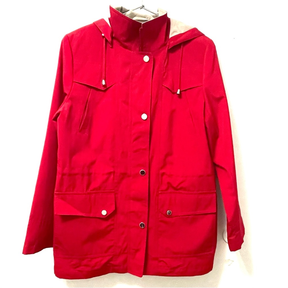 Portrait Women's Red Jacket Coat Adjustable with Pockets Size M